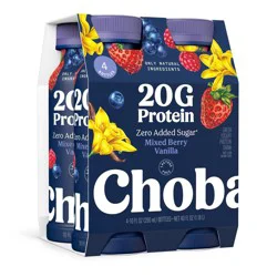 Chobani 20g Protein Greek Yogurt Drink Mixed Berry Vanilla - 40 fl oz/4ct Bottles