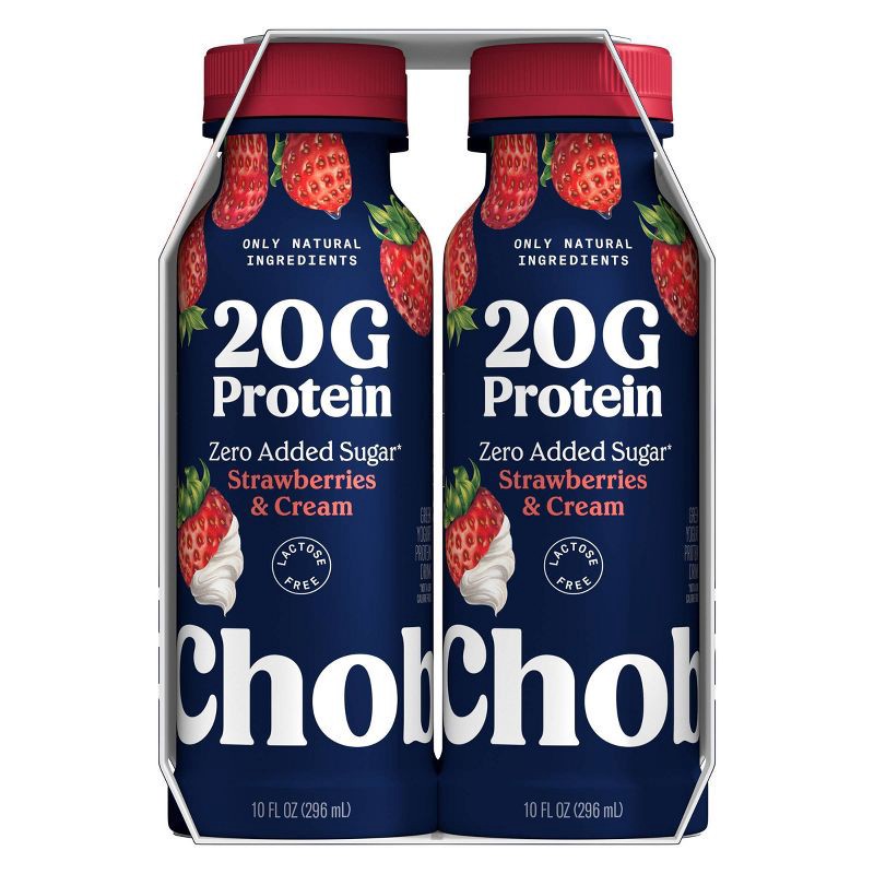 slide 4 of 9, Chobani 20g Protein Greek Yogurt Drink Strawberry Cream - 40 fl oz/4ct Bottles, 20 gram, 40 fl oz, 4 ct