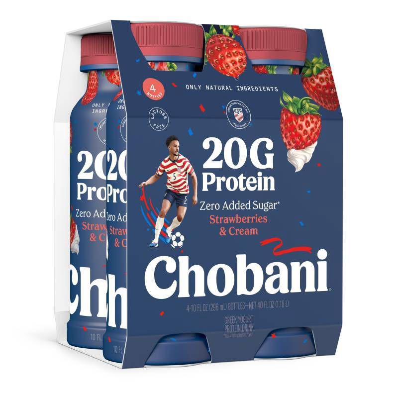 slide 1 of 9, Chobani 20g Protein Greek Yogurt Drink Strawberry Cream - 40 fl oz/4ct Bottles, 20 gram, 40 fl oz, 4 ct