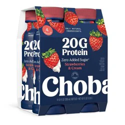 Chobani 20g Protein Greek Yogurt Drink Strawberry Cream - 40 fl oz/4ct Bottles