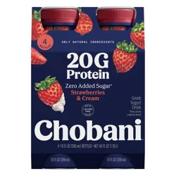 Chobani 20g Protein Greek Yogurt Drink Strawberry Cream - 40 fl oz/4ct Bottles