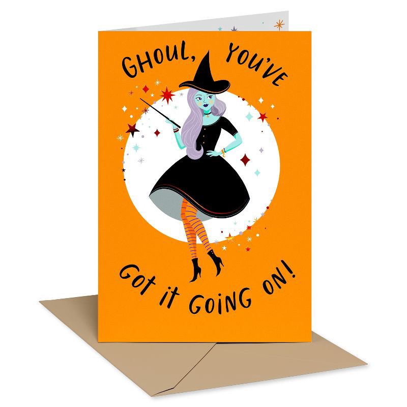 slide 1 of 3, American Greetings Halloween Card Witchy Girl Magic, 1 ct