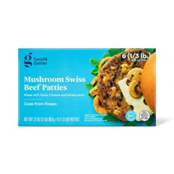 Mushroom Swiss Beef Patties - Frozen - 32oz/6ct - Good & Gather™