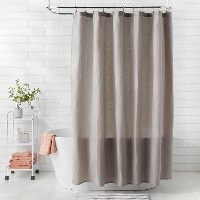 slide 2 of 4, Fabric Herringbone Shower Curtain Gray - Room Essentials™, 1 ct