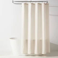 72"x72" Herringbone Fabric Shower Curtain White - Room Essentials™