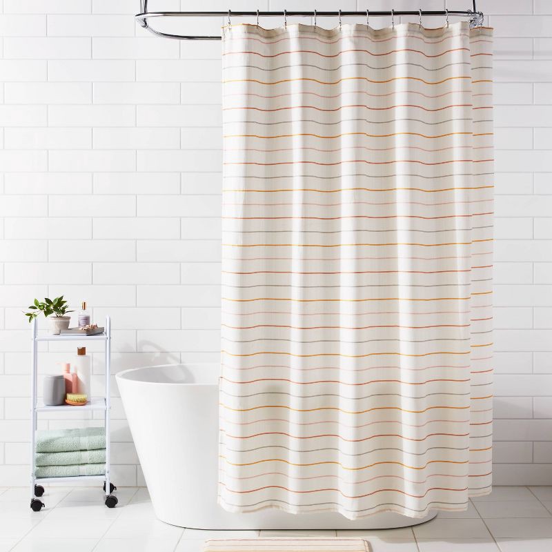 slide 2 of 4, Fabric Thin Striped Shower Curtain - Room Essentials™, 1 ct