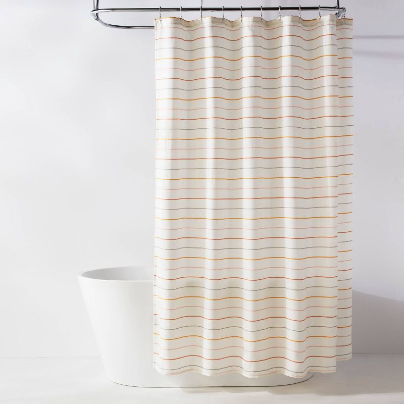 slide 1 of 4, Fabric Thin Striped Shower Curtain - Room Essentials™, 1 ct