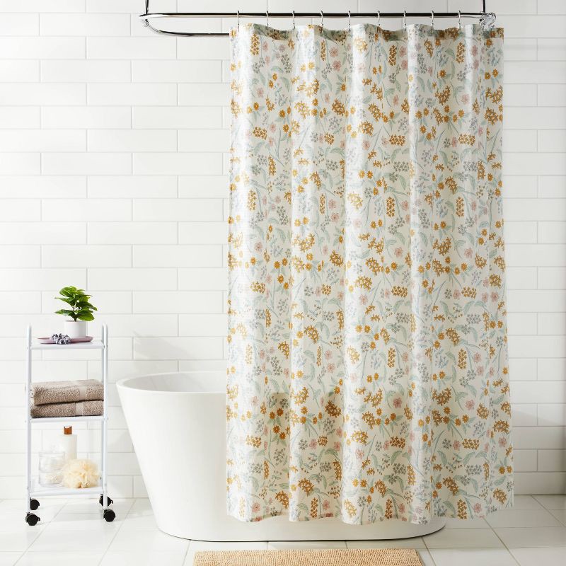 slide 2 of 4, Fabric Floral Shower Curtain - Room Essentials™, 1 ct