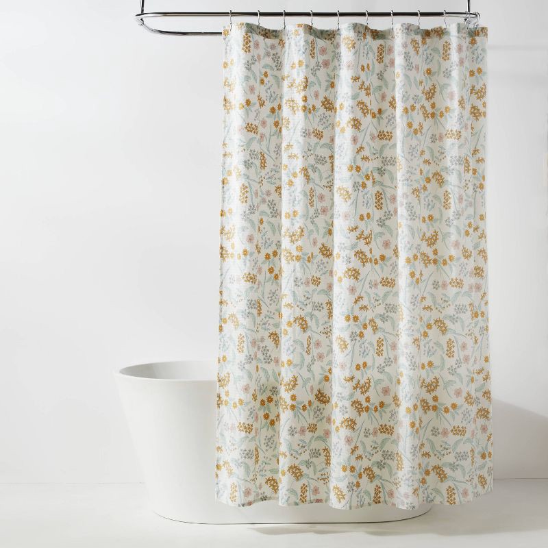 slide 1 of 4, Fabric Floral Shower Curtain - Room Essentials™, 1 ct