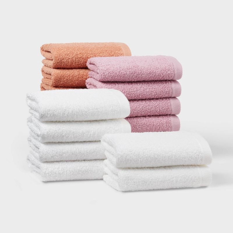 slide 1 of 4, 18pk Everyday Washcloths Pink/Orange/White - Room Essentials™, 18 ct