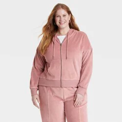 Women's Leisure Studio Velour Hoodie Sweatshirt - Universal Thread™ Mauve XXL