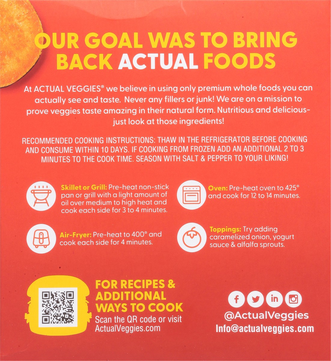 slide 4 of 13, Actual Veggies Sweet Potato Veggie Burger with Chickpea & Quinoa 4 - 3 oz Patties, 12 oz