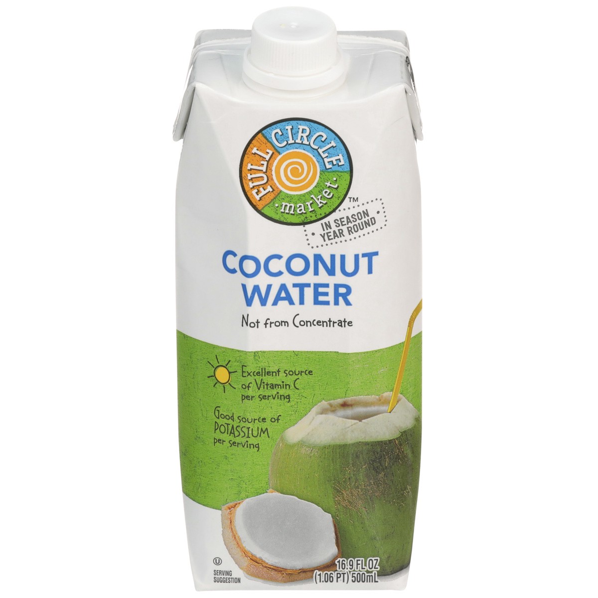 slide 1 of 9, Full Circle Market Pure Coconut Water - 17 oz, 17 oz