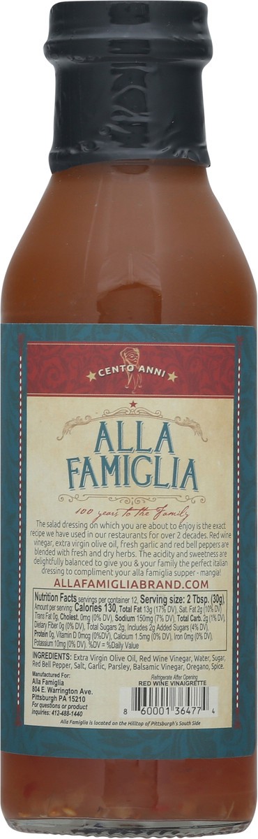 slide 8 of 9, Alla Famiglia Red Wine Vinaigrette, 12 fl oz