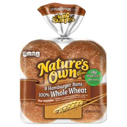 Nature's Own 100% Whole Wheat Hamburger Buns 15 oz