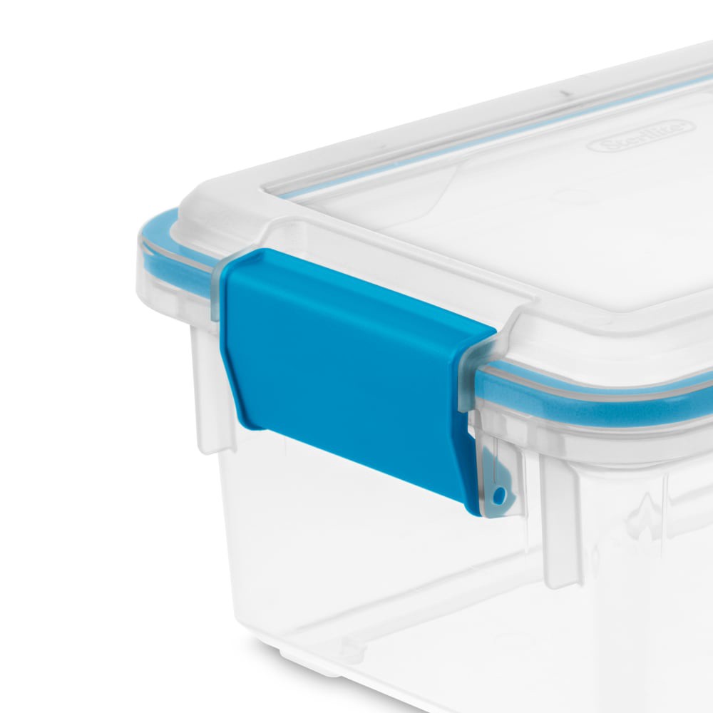 slide 3 of 3, Sterilite Gasket Box - Blue Aquarium / Clear, 7.5 qt