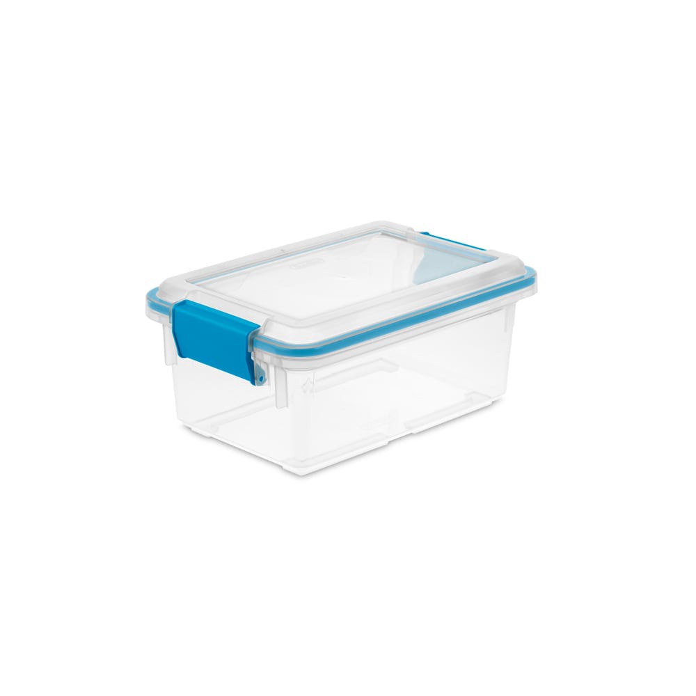 slide 2 of 3, Sterilite Gasket Box - Blue Aquarium / Clear, 7.5 qt