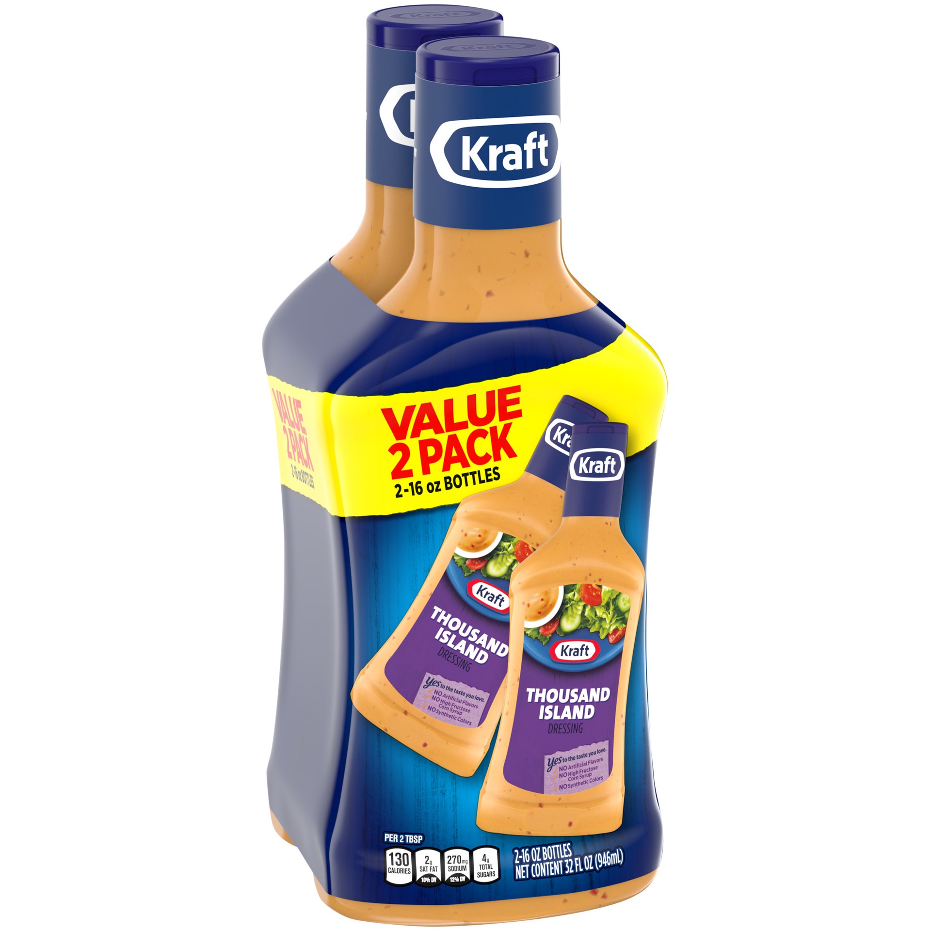 slide 3 of 5, Kraft Thousand Island Salad Dressing Value Pack, 2 ct Pack, 16 fl oz Bottles, 2 ct