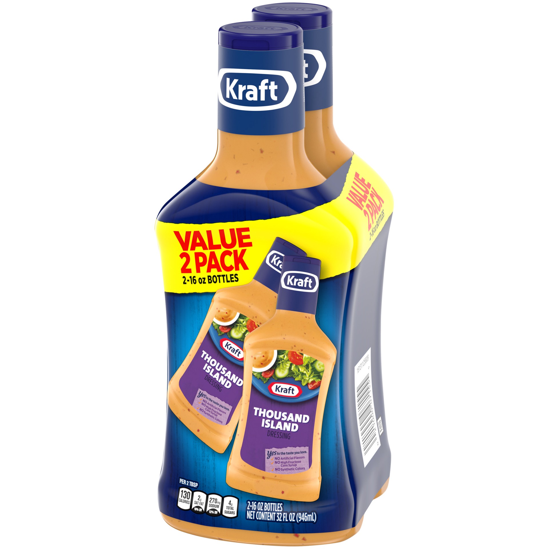 slide 4 of 5, Kraft Thousand Island Salad Dressing Value Pack, 2 ct Pack, 16 fl oz Bottles, 2 ct