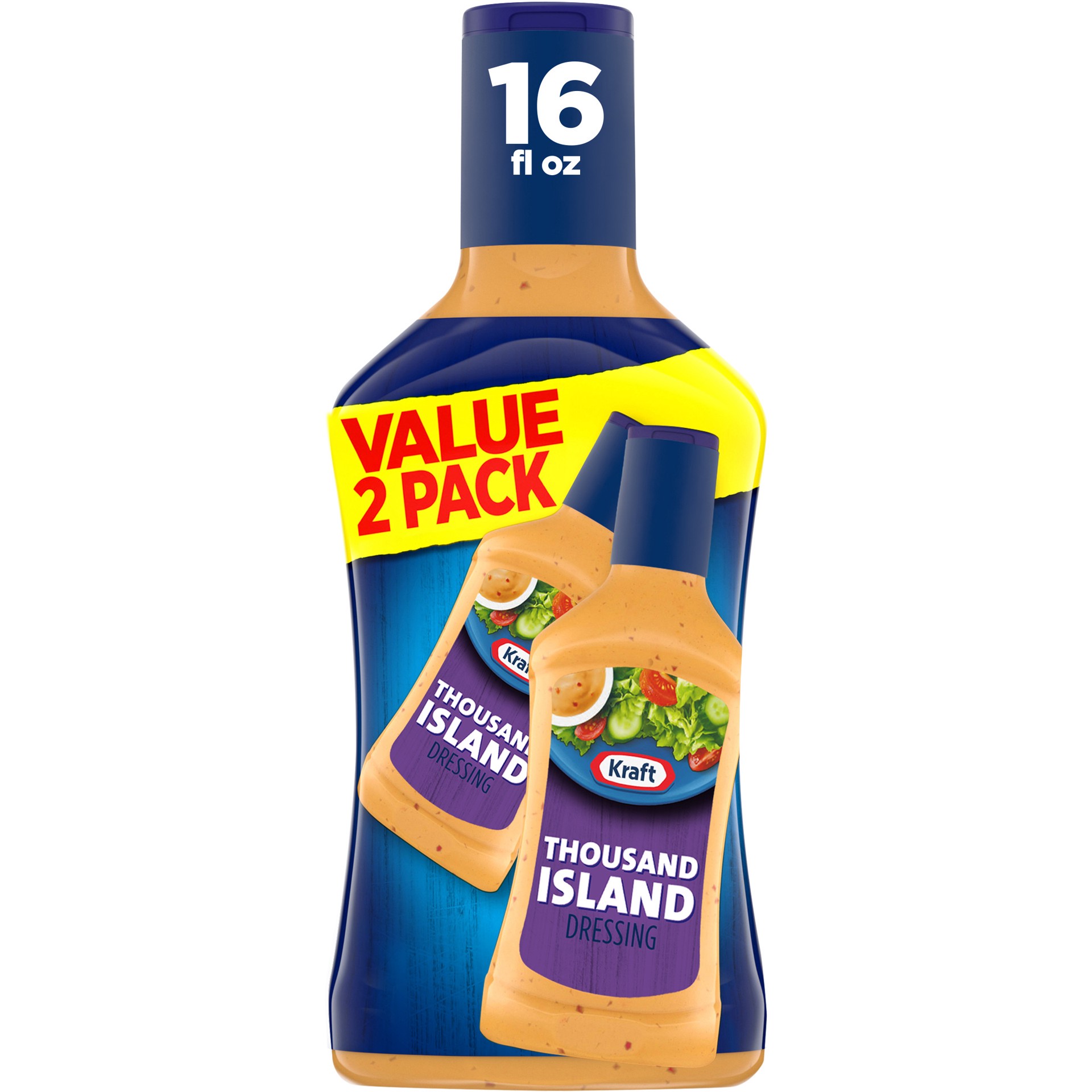 slide 1 of 5, Kraft Thousand Island Salad Dressing Value Pack, 2 ct Pack, 16 fl oz Bottles, 2 ct