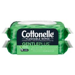 Cottonelle GentlePlus Flushable Wet Wipes with Aloe & Vitamin E, Adult Wet Wipes, 2 Flip-Top Packs, 84 Total Wipes