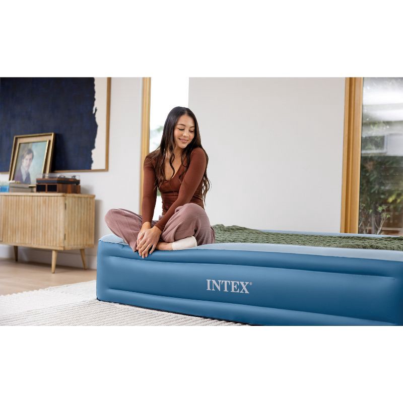 slide 2 of 4, Intex Mid Rise Hexbeam 14" Electric Pump Twin Air Mattress - Dark Blue: PVC, Indoor/Outdoor Use, 1 ct