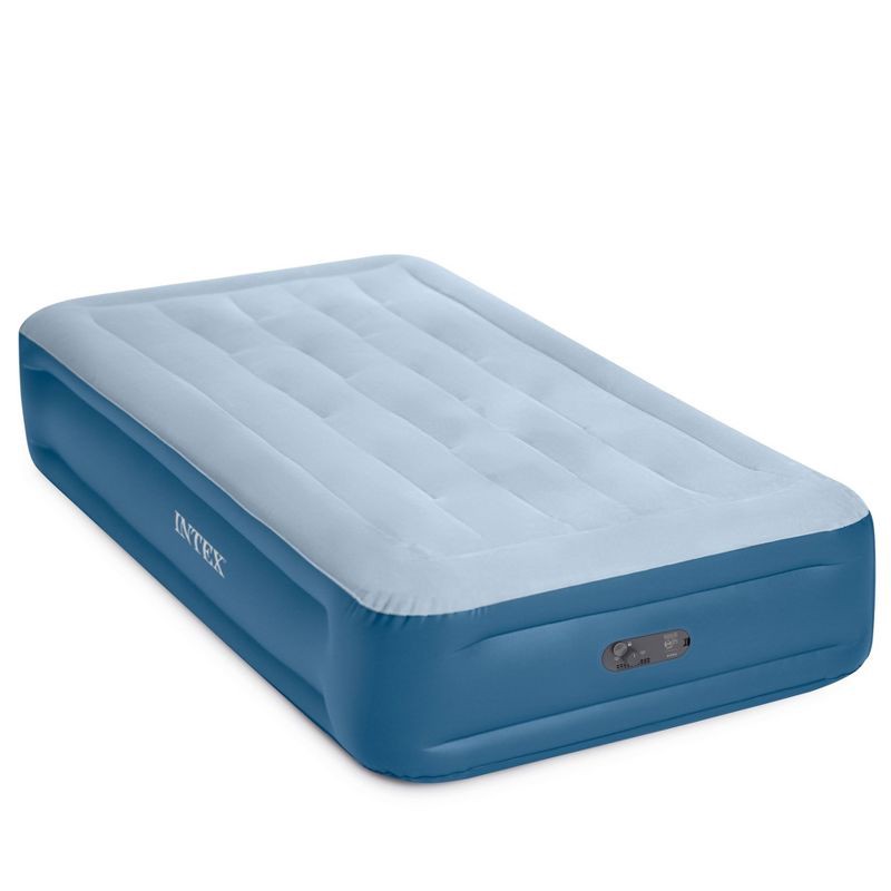 slide 4 of 4, Intex Mid Rise Hexbeam 14" Electric Pump Twin Air Mattress - Dark Blue: PVC, Indoor/Outdoor Use, 1 ct