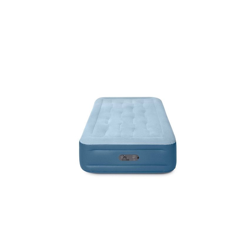 slide 1 of 4, Intex Mid Rise Hexbeam 14" Electric Pump Twin Air Mattress - Dark Blue: PVC, Indoor/Outdoor Use, 1 ct