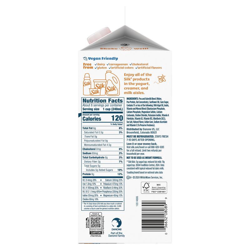 slide 10 of 10, Silk Kids Oat Milk Blend Original Dairy Free Gluten Free Vegan - 59 fl oz, 59 fl oz
