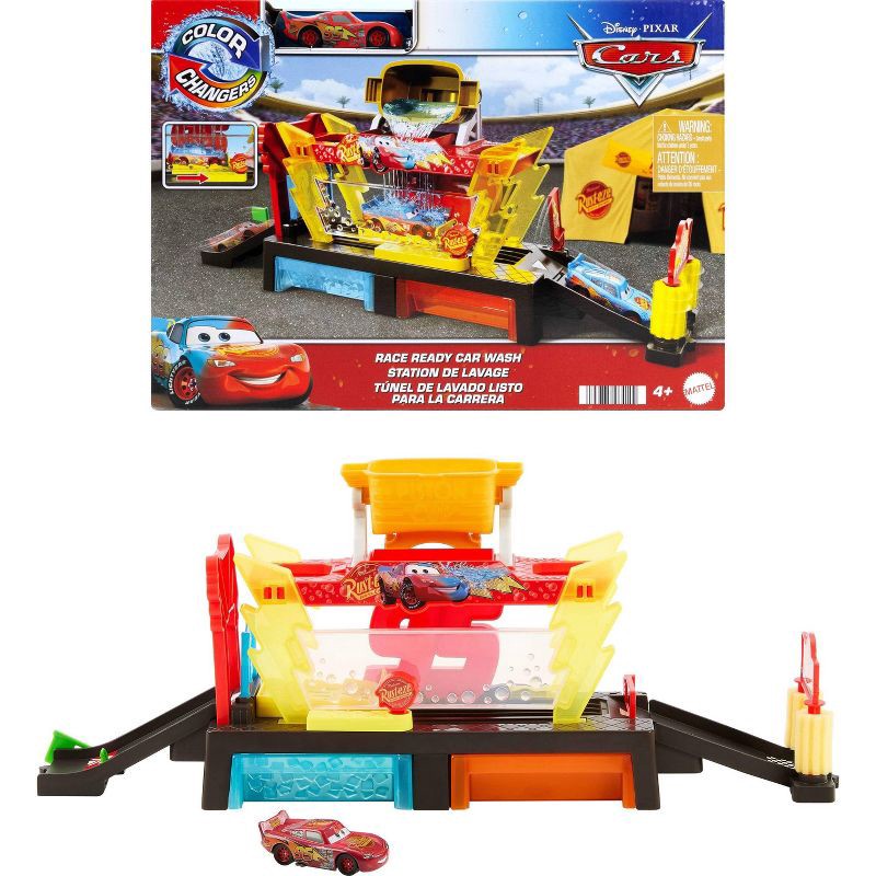 slide 1 of 6, Disney and Pixar Cars Color Changer Race Ready Car Wash Playset & Color Changing Lightning McQueen, 1 ct