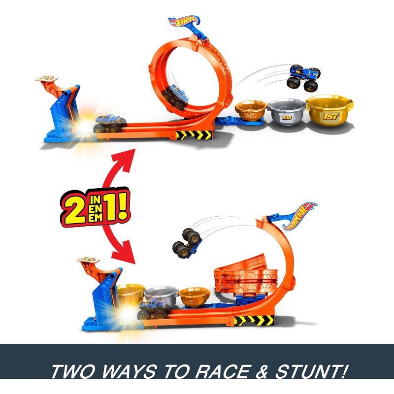 slide 4 of 6, Hot Wheels Monster Truck Loop-and-Flip Trophy Challenge Playset & Diecast Bigfoot Toy, 1 ct
