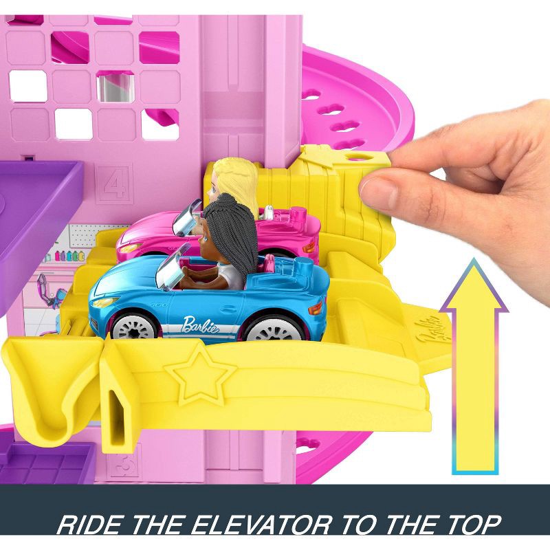 slide 2 of 6, Hot Wheels RacerVerse Barbie Spiral Race Playset with Barbie "Malibu" & Barbie "Brooklyn" Toy Car, 1 ct