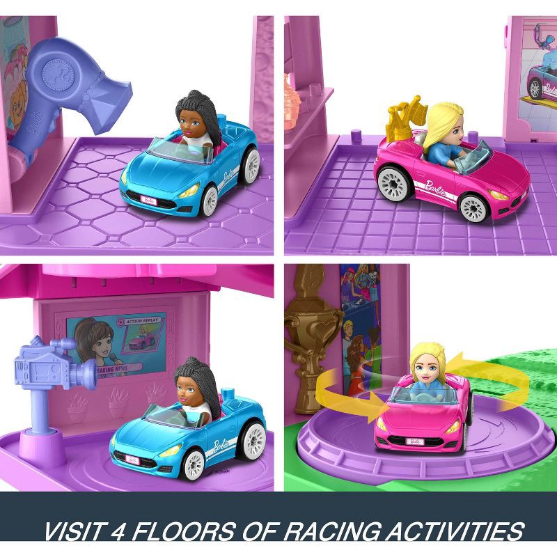 slide 4 of 6, Hot Wheels RacerVerse Barbie Spiral Race Playset with Barbie "Malibu" & Barbie "Brooklyn" Toy Car, 1 ct