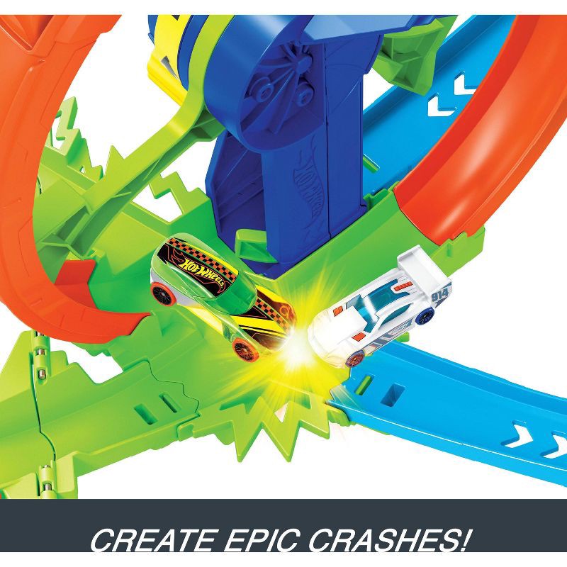 slide 4 of 6, Hot Wheels Rapid Launch & Loop Playset with 1:64 Scale Die-Cast Toy Car, Crash & Track Set - 47pk, 47 ct