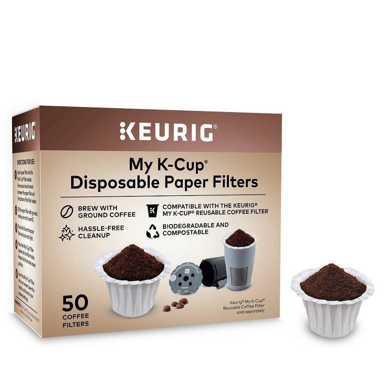 slide 2 of 4, Keurig 50pk Paper Disposable Coffee Filters White, 50 ct