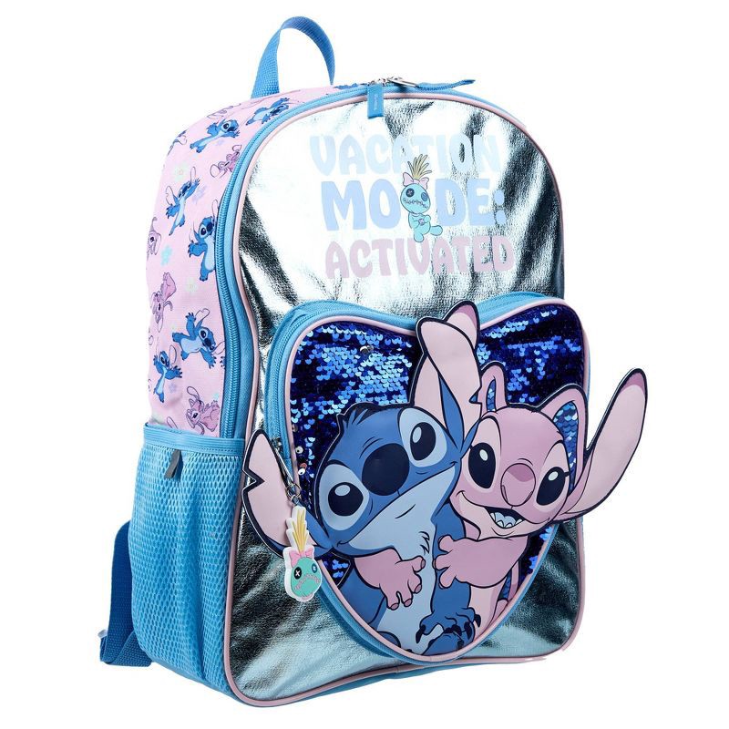slide 3 of 4, Disney Kids' Stitch and Angel 16" Backpack - Blue, 1 ct
