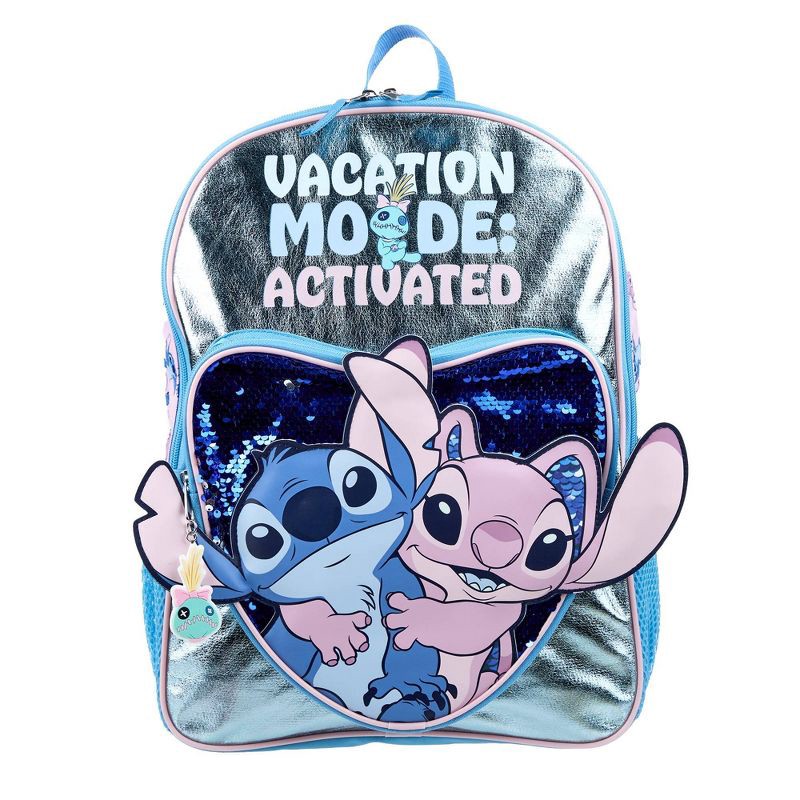 slide 1 of 4, Disney Kids' Stitch and Angel 16" Backpack - Blue, 1 ct