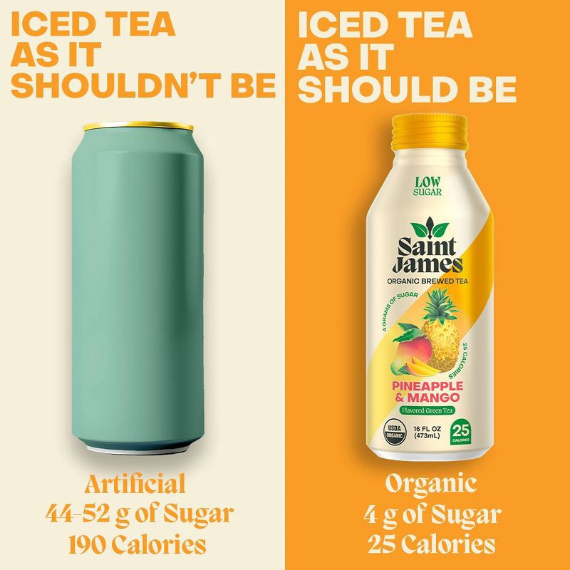 slide 5 of 5, Saint James Pineapple & Mango Organic Green Tea 16oz., 16 oz