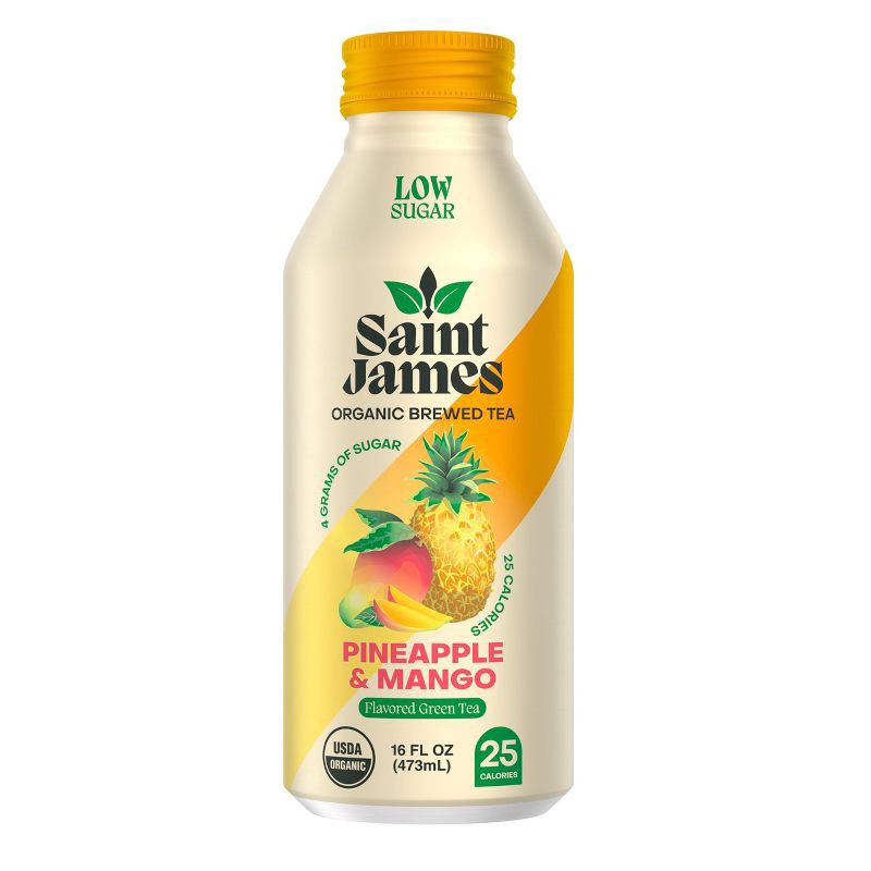 slide 1 of 5, Saint James Pineapple & Mango Organic Green Tea 16oz., 16 oz