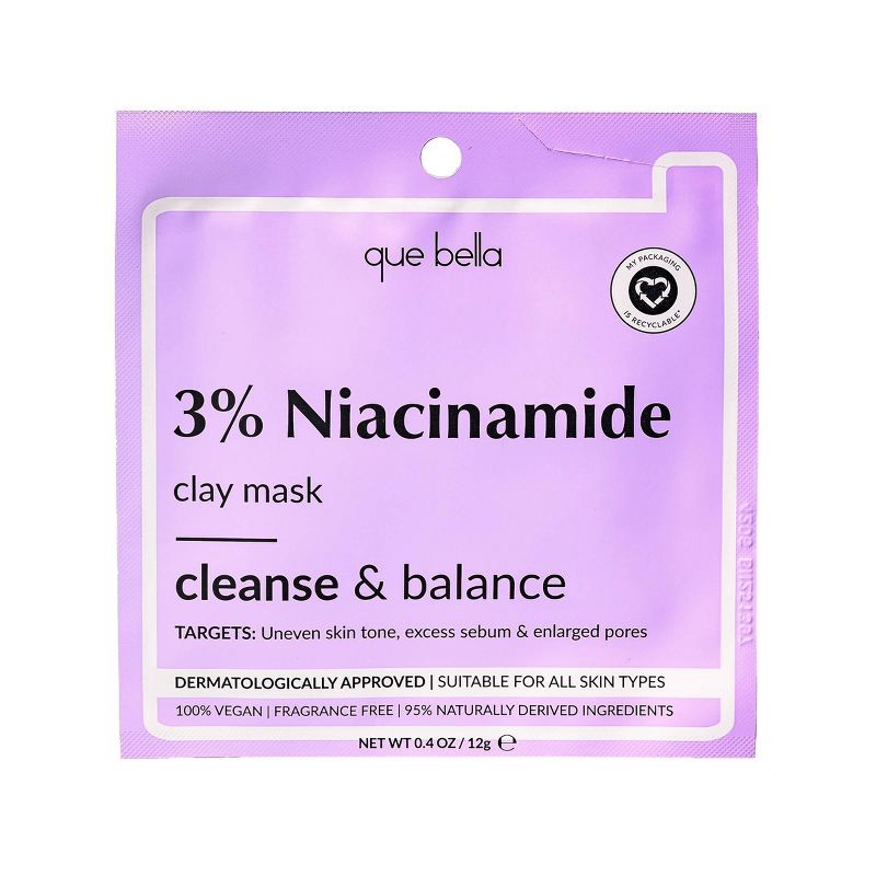 slide 1 of 5, Que Bella 3% Niacinamide Clay Mask - 0.4oz, 0.4 oz