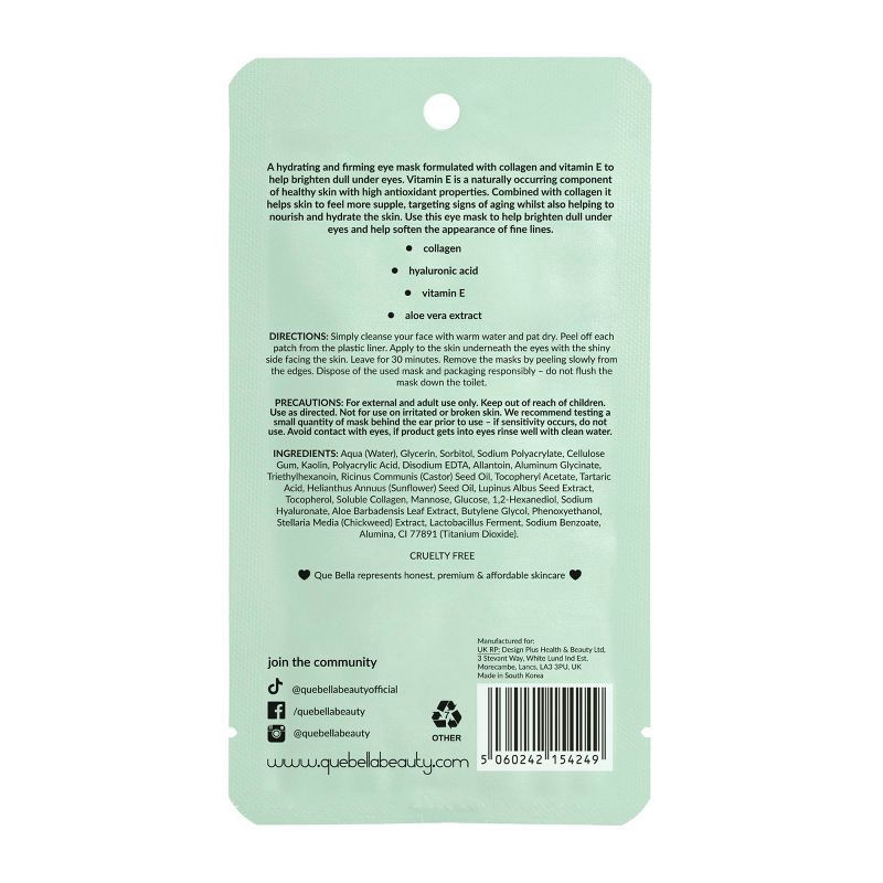 slide 3 of 8, Que Bella Collagen & Vitamin E Eye Mask - 2ct, 2 ct