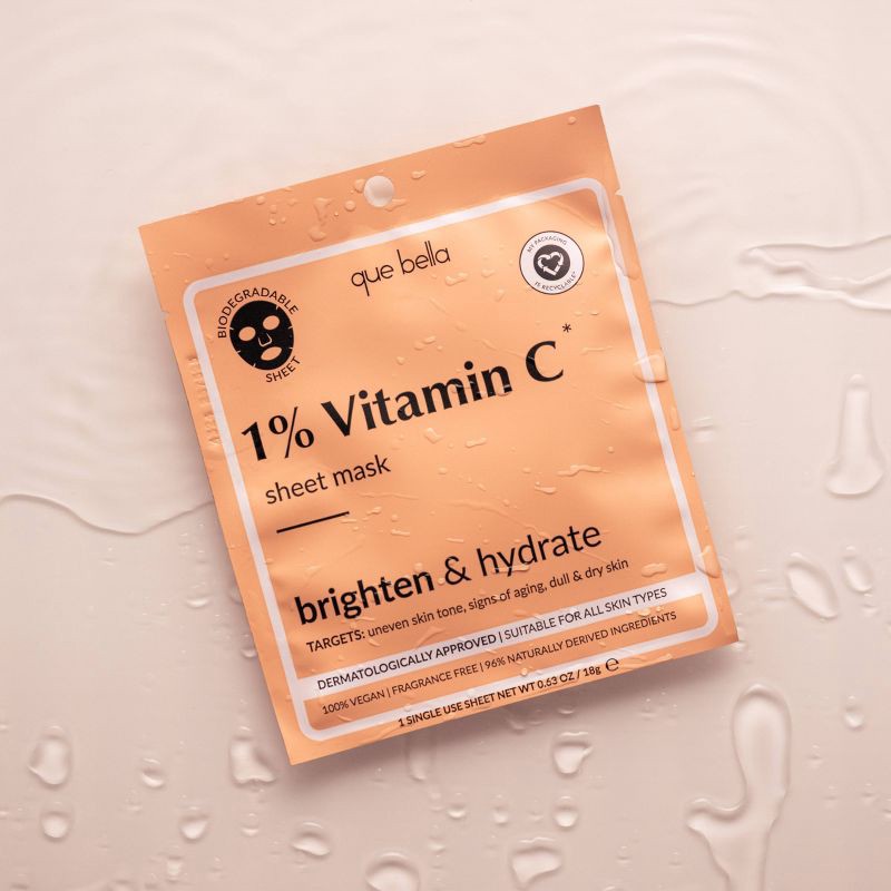 slide 2 of 7, Que Bella 1% Vitamin C Sheet Mask - 0.63oz, 0.63 oz