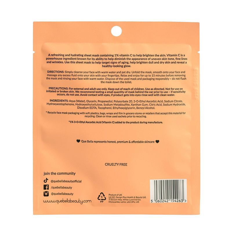slide 3 of 7, Que Bella 1% Vitamin C Sheet Mask - 0.63oz, 0.63 oz