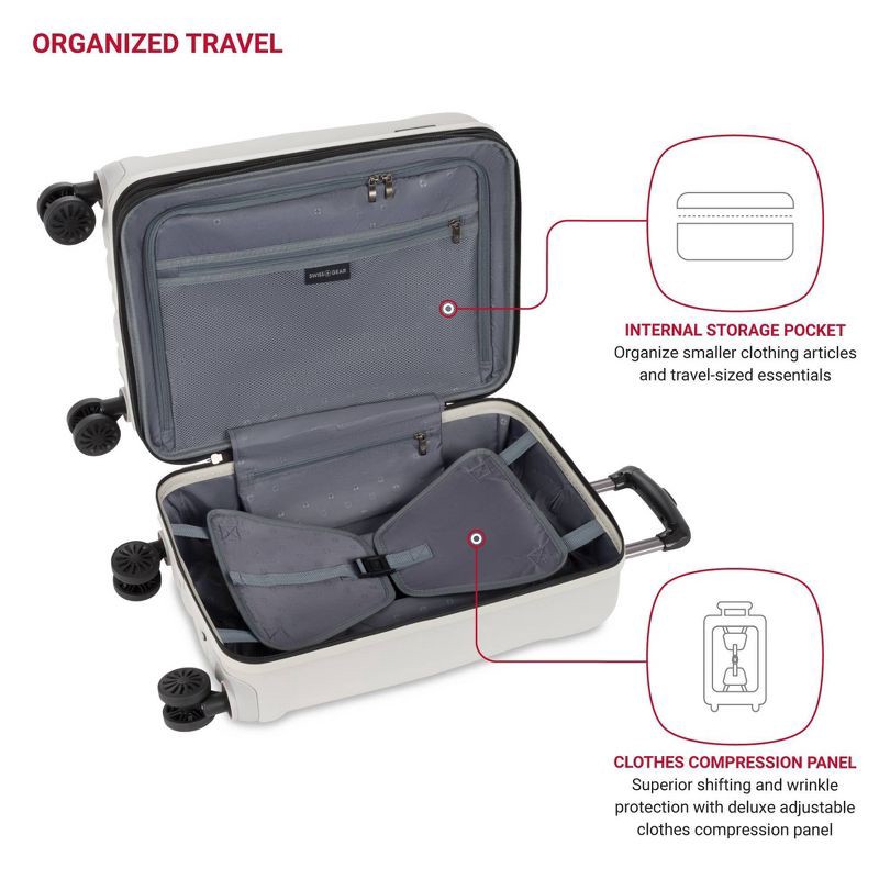 slide 4 of 10, SWISSGEAR Cascade Hardside Carry On Spinner Suitcase - Sustained Gray: Tear-Resistant, 8 Wheels, 1 ct