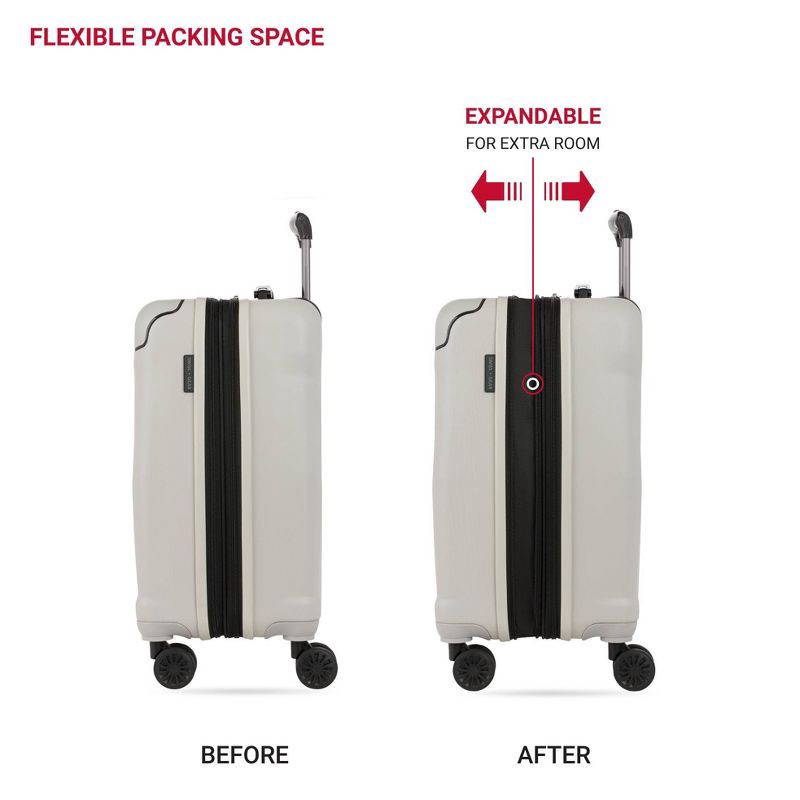 slide 5 of 10, SWISSGEAR Cascade Hardside Carry On Spinner Suitcase - Sustained Gray: Tear-Resistant, 8 Wheels, 1 ct