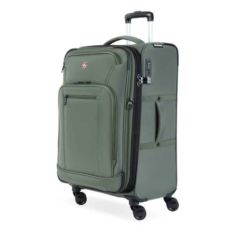 slide 2 of 14, SWISSGEAR Zurich Softside Medium Checked Spinner Suitcase - Green: Tear-Resistant Luggage, 1 ct