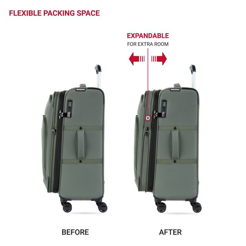 slide 5 of 14, SWISSGEAR Zurich Softside Medium Checked Spinner Suitcase - Green: Tear-Resistant Luggage, 1 ct