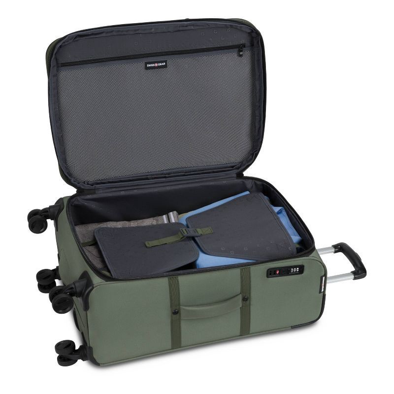 slide 10 of 14, SWISSGEAR Zurich Softside Medium Checked Spinner Suitcase - Green: Tear-Resistant Luggage, 1 ct