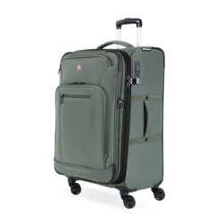 SWISSGEAR Zurich Softside Medium Checked Spinner Suitcase - Green: Tear-Resistant Luggage