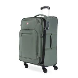 SWISSGEAR Zurich Softside Medium Checked Spinner Suitcase - Green: Tear-Resistant Luggage